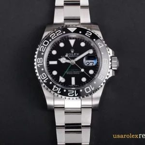 Rolex GMT-Master II Replica Black and Blue Bezel Metal Bracelet Men's Swiss Automatic 1:1 Clone Watch