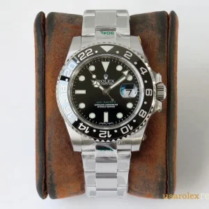 Rolex GMT-Master II Replica Black Bezel Metal Bracelet Men's Swiss Automatic 1:1 Clone Watch