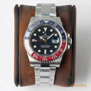 Rolex GMT-Master II Replica Blue and Red Bezel Metal Bracelet Men's Swiss Automatic 1:1 Clone Watch