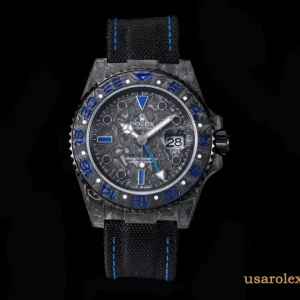 Rolex GMT-Master II Replica Blue and Black Bezel Fabric Strap Men's Swiss Automatic 1:1 Clone Watch