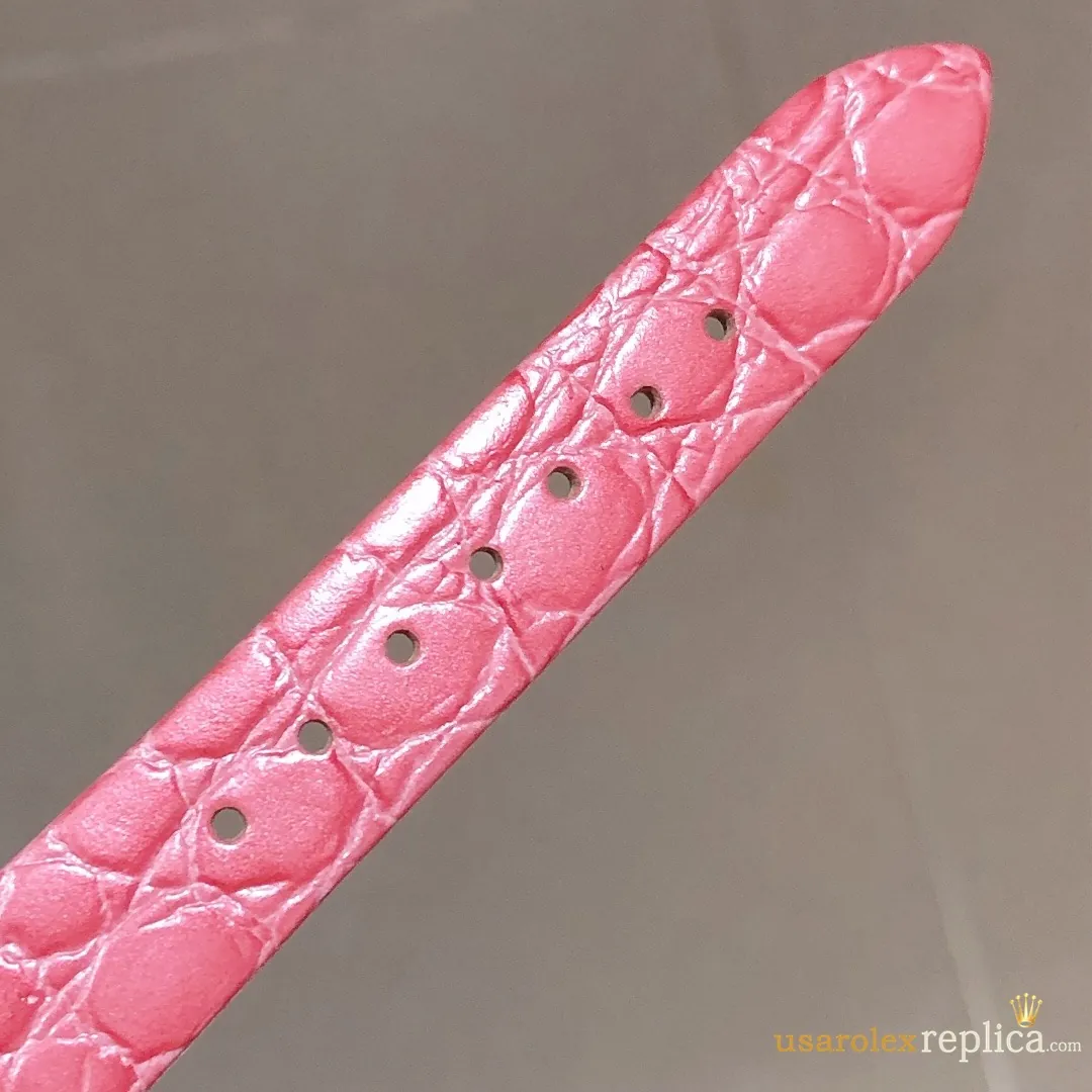 Rolex Cellini Replica Pink Dial Leather Strap Women Swiss Automatic 1:1 Clone Watch - Image 9