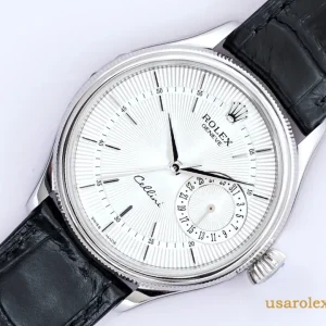Rolex Cellini Replica White Dial Leather Strap Mens Swiss Automatic 1:1 Clone Watch