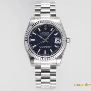 Rolex Datejust Replica Blue Dial Metal Bracelet Men's Swiss Automatic 1:1 Clone Watch