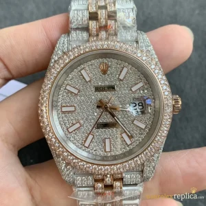 Rolex Datejust Replica Diamond Dial Metal Bracelet Men Swiss Automatic 1:1 Clone Watch