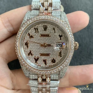 Rolex Datejust Replica Diamond Dial Metal Bracelet Mens Swiss Automatic 1:1 Clone Watch