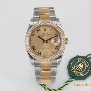 Rolex Datejust Replica Gold Dial Metal Bracelet Men Swiss Automatic 1:1 Clone Watch