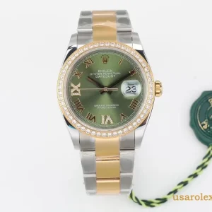 Rolex Datejust Replica Green Dial Metal Bracelet Men's Swiss Automatic 1:1 Clone Watch