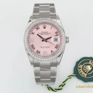 Rolex Datejust Replica Pink Dial Metal Bracelet Women Swiss Automatic 1:1 Clone Watch