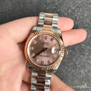 Rolex Datejust Replica Pink Dial Stainless Steel Metal Bracelet Women Swiss Automatic 1:1 Clone Watch