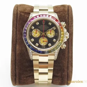 Rolex Daytona Replica Rainbow Bezel Metal Bracelet Men's Swiss Automatic 1:1 Clone Watch