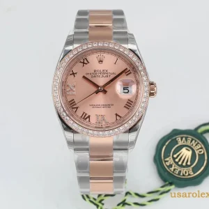 Rolex Datejust Replica Rose Gold Diamond Bezel Metal Bracelet Women Swiss Automatic 1:1 Clone Watch