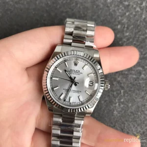 Rolex Datejust Replica Silver Dial Metal Bracelet Men's Swiss Automatic 1:1 Clone Watch