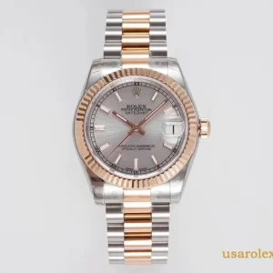 Rolex Datejust Replica Silver Dial Two-Tone Metal Bracelet Men's Swiss Automatic 1:1 Clone Watch