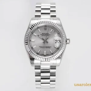 Rolex Datejust Replica Silver Dial Metal Bracelet Women Swiss Automatic 1:1 Clone Watch