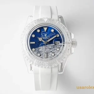 Rolex Daytona Replica Blue Dial Rubber Strap Mens Swiss Automatic 1:1 Clone Watch