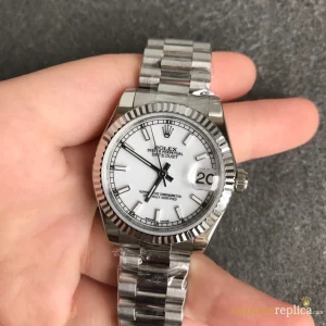 Rolex Datejust Replica White Dial Metal Bracelet Men's Swiss Automatic 1:1 Clone Watch