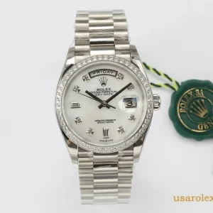 Rolex Day-Date Replica Silver Dial Metal Bracelet Men's Swiss Automatic 1:1 Clone Watch