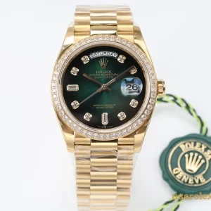 Rolex Day-Date Replica Green Dial Metal Bracelet Men's Swiss Automatic 1:1 Clone Watch