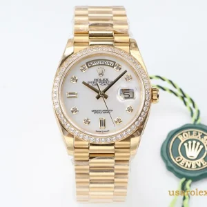 Rolex Day-Date Replica Gold Metal Bracelet Men's Swiss Automatic 1:1 Clone Watch