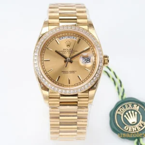 Rolex Day-Date Replica Gold Metal Bracelet Swiss Automatic 1:1 Clone Watch