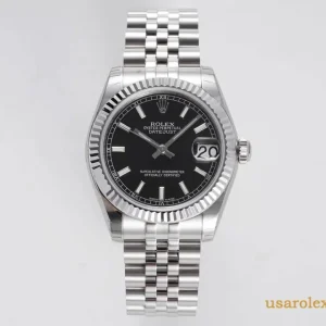 Rolex Datejust Replica Black Dial Jubilee Bracelet Men's Swiss Automatic 1:1 Clone Watch