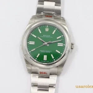 Rolex Oyster Perpetual Replica Green Dial Metal Bracelet Men's Swiss Automatic 1:1 Clone Watch