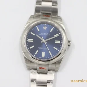 Rolex Oyster Perpetual Replica Blue Dial Metal Bracelet Men's Swiss Automatic 1:1 Clone Watch