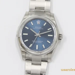 Rolex Oyster Perpetual Replica Blue Dial Metal Bracelet Women's Swiss Automatic 1:1 Clone Watch