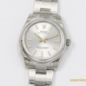 Rolex Oyster Perpetual Replica Silver Dial Metal Bracelet Women Swiss Automatic 1:1 Clone Watch