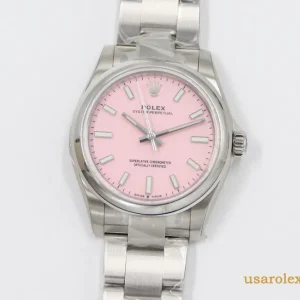 Rolex Oyster Perpetual Replica Pink Dial Metal Bracelet Women Swiss Automatic 1:1 Clone Watch
