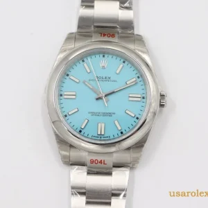 Rolex Oyster Perpetual Replica Turquoise Dial Metal Bracelet Men's Swiss Automatic 1:1 Clone Watch