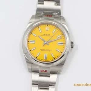 Rolex Oyster Perpetual Replica Yellow Dial Metal Bracelet Men's Swiss Automatic 1:1 Clone Watch
