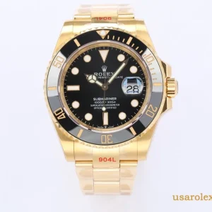 Rolex Submariner Replica Black Dial Gold Metal Bracelet Men's Swiss Automatic 1:1 Clone Watch