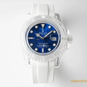 Rolex Submariner Replica Blue Dial Rubber Strap Mens Swiss Automatic 1:1 Clone Watch
