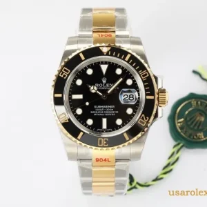 Rolex Submariner Replica Black Dial Gold and Steel Bracelet Men's Swiss Automatic 1:1 Clone Watch