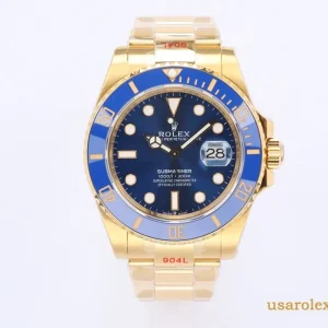 Rolex Submariner Replica Blue Bezel Gold Metal Bracelet Men's Swiss Automatic 1:1 Clone Watch