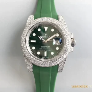 Rolex Submariner Replica Green Dial Rubber Strap Swiss Automatic 1:1 Clone Watch