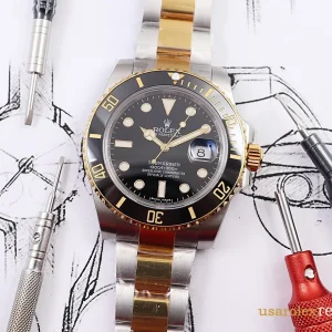 Rolex Submariner Replica Gold and Steel Metal Bracelet Men Swiss Automatic 1:1 Clone Watch