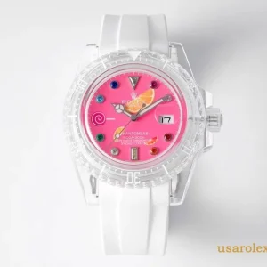 Rolex Submariner Replica Pink Dial Rubber Strap Unisex Swiss Automatic 1:1 Clone Watch