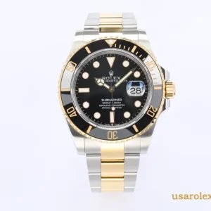 Rolex Submariner Replica Black Dial Two Tone Metal Bracelet Men Swiss Automatic 1:1 Clone Watch
