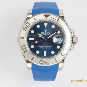 Rolex Yacht-Master Replica Blue Dial Rubber Strap Men's Swiss Automatic 1:1 Clone Watch