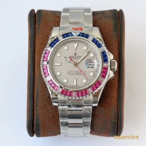 Rolex Yacht-Master Replica Diamond Bezel Metal Bracelet Mens Swiss Automatic 1:1 Clone Watch