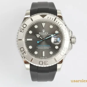 Rolex Yacht-Master Replica Gray Dial Rubber Strap Men's Swiss Automatic 1:1 Clone Watch